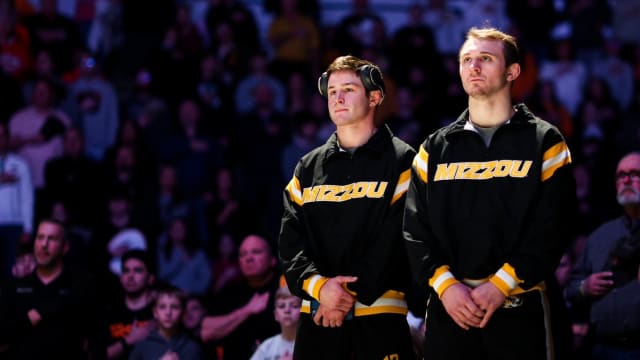 No. 7 Missouri Wrestling junior Keegan O'Toole (No. 1, 165)  and redshirt senior Peyton Mocco (No. 10, 174).